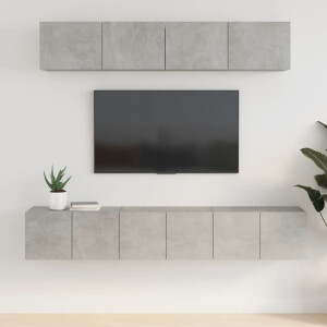 vidaXL 5-delige Tv-meubelset bewerkt hout betongrijs