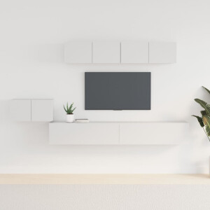 vidaXL 5-delige Tv-meubelset bewerkt hout wit
