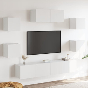 vidaXL 7-delige Tv-meubelset bewerkt hout wit