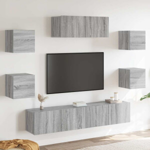 vidaXL 7-delige Tv-meubelset bewerkt hout grijs sonoma eikenkleurig