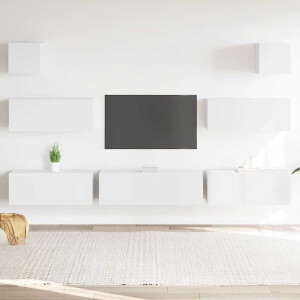 vidaXL 7-delige Tv-meubelset bewerkt hout wit