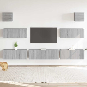 vidaXL 7-delige Tv-meubelset bewerkt hout grijs sonoma eikenkleurig