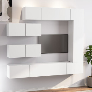 vidaXL 7-delige Tv-meubelset bewerkt hout wit