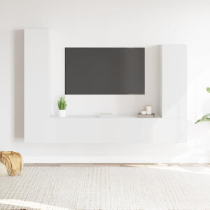 vidaXL 4-delige Tv-meubelset bewerkt hout wit