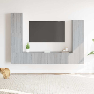 vidaXL 4-delige Tv-meubelset bewerkt hout grijs sonoma eikenkleurig