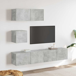 vidaXL 4-delige Tv-meubelset bewerkt hout betongrijs