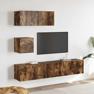 vidaXL 4-delige Tv-meubelset bewerkt hout gerookt eikenkleurig