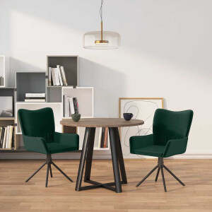 vidaXL Eetkamerstoelen draaibaar 2 st fluweel donkergroen