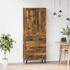 vidaXL Hoge kast bewerkt hout gerookt eikenkleurig