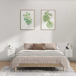 vidaXL Hoofdbord met kastjes bewerkt hout wit