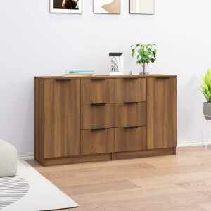 vidaXL Dressoirs 2 st 60x30x70 cm bewerkt hout bruin eikenkleur