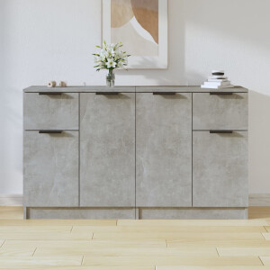 vidaXL Dressoirs 2 st 60x30x70 cm bewerkt hout betongrijs