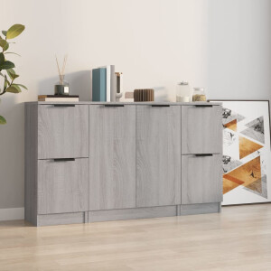 vidaXL Dressoirs 3 st bewerkt hout grijs sonoma eikenkleurig
