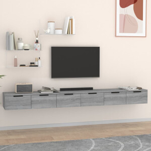 vidaXL Wandkasten 2 st 102x30x20 cm bewerkt hout grijs sonoma