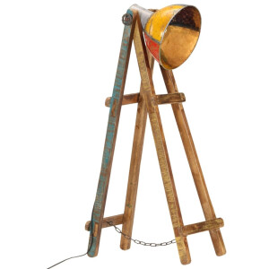vidaXL Vloerlamp E27 massief mangohout meerkleurig