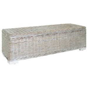 vidaXL Opbergbox 110 cm natuurlijk kubu rattan & massief mahoniehout wit