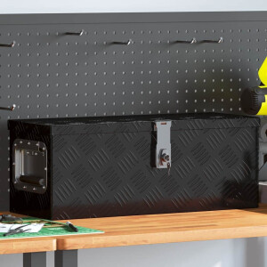 vidaXL Opbergbox 60x23,5x23 cm aluminium zwart