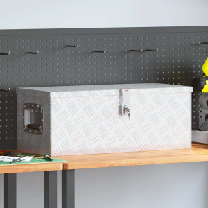 vidaXL Opbergbox 70x31x27 cm aluminium zilverkleurig