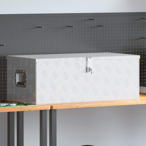 vidaXL Opbergbox 90x47x33,5 cm aluminium zilverkleurig