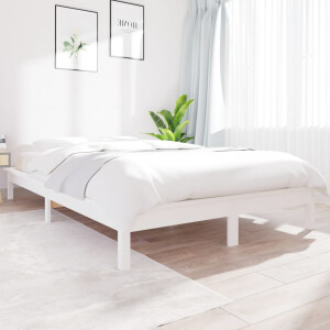 vidaXL Bedframe massief grenenhout wit 150x200 cm