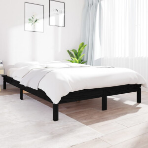 vidaXL Bedframe massief grenenhout zwart 200x200 cm