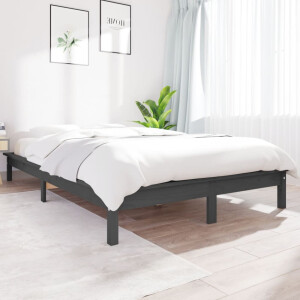 vidaXL Bedframe massief grenenhout grijs 120x190 cm