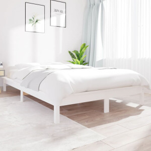 vidaXL Bedframe zonder matras massief grenenhout wit 140x190 cm