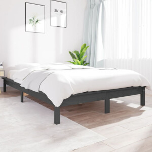 vidaXL Bedframe massief grenenhout grijs 140x190 cm