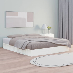 vidaXL Bedframe massief hout wit 150x200 cm