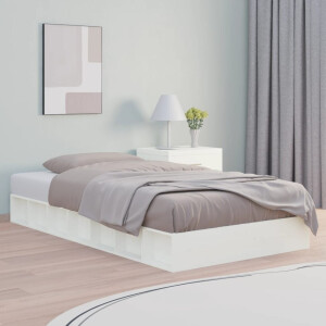 vidaXL Bedframe massief hout wit 75x190 cm