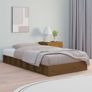 vidaXL Bedframe massief hout honingbruin 75x190 cm
