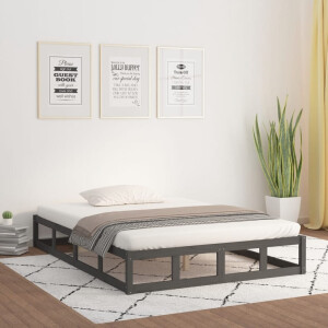 vidaXL Bedframe massief hout grijs 150x200 cm