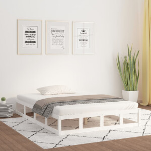 vidaXL Bedframe massief hout wit 200x200 cm