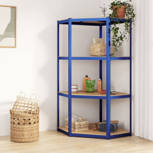 vidaXL Hoekrek 4-laags staal en bewerkt hout blauw