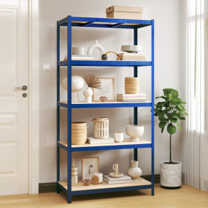 vidaXL Opbergrek 5-laags staal en bewerkt hout blauw