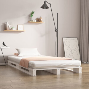 vidaXL Palletbed massief grenenhout wit 75x190 cm