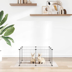 vidaXL Huisdierkooi met 8 panelen, zwart, 35x35 cm, staal