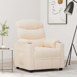 vidaXL Fauteuil verstelbaar stof crèmekleurig