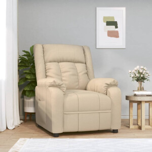 vidaXL Fauteuil verstelbaar stof crèmekleurig