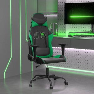 vidaXL Massage gamestoel kunstleer zwart en groen