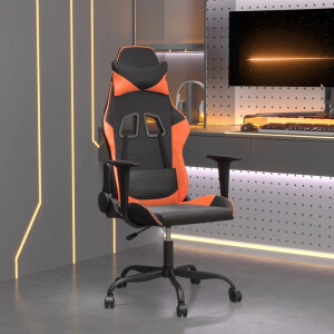 vidaXL Massage gamestoel kunstleer zwart en oranje