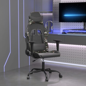 vidaXL Massage gamestoel kunstleer zwart en camouflage