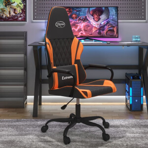 vidaXL Massage gamestoel kunstleer zwart en oranje