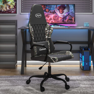 vidaXL Massage gamestoel kunstleer zwart en camouflage