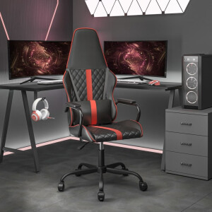 vidaXL Massage gamestoel kunstleer zwart en rood