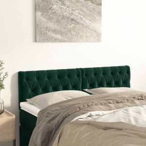 vidaXL Hoofdborden 2 st 80x7x78/88 cm fluweel donkergroen