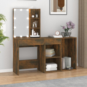 vidaXL Kaptafel met kastje bewerkt hout gerookt eikenkleurig