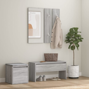 vidaXL Garderobe set bewerkt hout grijs sonoma eikenkleurig