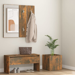 vidaXL Garderobe set bewerkt hout gerookt eikenkleurig