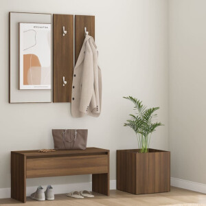 vidaXL Garderobe set bewerkt hout bruin eikenkleur